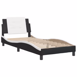 vidaXL Bed Frame with Headboard Bed Black and White 120x200 cm Faux Leather - black and white, 100 x 200 cm - Additional view 6
