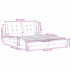 vidaXL Bed Frame with Headboard Bed Black and White 120x200 cm Faux Leather - white and black, 160 x 200 cm - Additional view 3