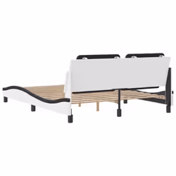 vidaXL Bed Frame with Headboard Bed Black and White 120x200 cm Faux Leather - white and black, 160 x 200 cm - Additional view 5