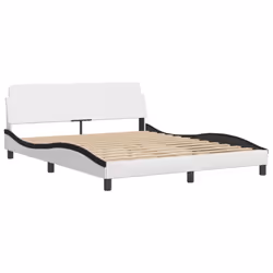 vidaXL Bed Frame with Headboard Bed Black and White 120x200 cm Faux Leather - white and black, 160 x 200 cm - Additional view 6
