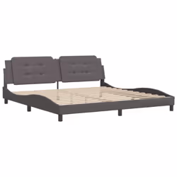 vidaXL Bed Frame with Headboard Bed Black and White 120x200 cm Faux Leather - grey, 200 x 200 cm - Additional view 2