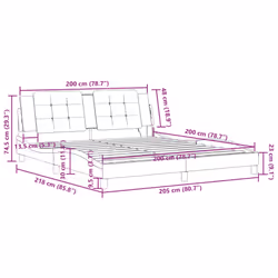 vidaXL Bed Frame with Headboard Bed Black and White 120x200 cm Faux Leather - grey, 200 x 200 cm - Additional view 3