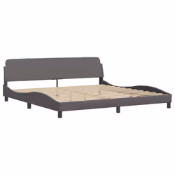 vidaXL Bed Frame with Headboard Bed Black and White 120x200 cm Faux Leather - grey, 200 x 200 cm - Additional view 6