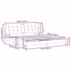 vidaXL Bed Frame with Headboard Bed Black and White 120x200 cm Faux Leather - cappuccino, 200 x 200 cm - Additional view 3