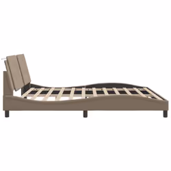 vidaXL Bed Frame with Headboard Bed Black and White 120x200 cm Faux Leather - cappuccino, 200 x 200 cm - Additional view 4