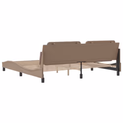 vidaXL Bed Frame with Headboard Bed Black and White 120x200 cm Faux Leather - cappuccino, 200 x 200 cm - Additional view 5