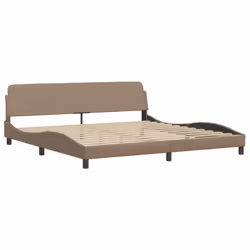 vidaXL Bed Frame with Headboard Bed Black and White 120x200 cm Faux Leather - cappuccino, 200 x 200 cm - Additional view 6