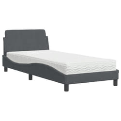vidaXL Bed with Mattress Bed Base Home Mattress Foundation Bedstead Velvet - dark grey