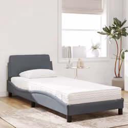 vidaXL Bed with Mattress Bed Base Home Mattress Foundation Bedstead Velvet - dark grey