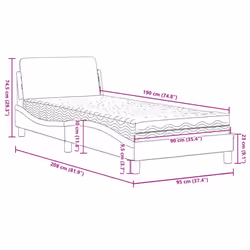 vidaXL Bed with Mattress Bed Base Home Mattress Foundation Bedstead Velvet - dark grey