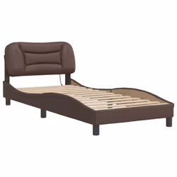 vidaXL Bed Frame with LED Lights Home Bed Base Brown 80x200 cm Faux Leather
