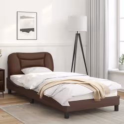 vidaXL Bed Frame with LED Lights Home Bed Base Brown 80x200 cm Faux Leather - Additional view 4
