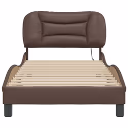 vidaXL Bed Frame with LED Lights Home Bed Base Brown 80x200 cm Faux Leather - Additional view 5