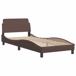 vidaXL Bed Frame with LED Lights Home Bed Base Brown 80x200 cm Faux Leather - Additional view 6