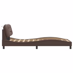 vidaXL Bed Frame with LED Lights Home Bed Base Brown 80x200 cm Faux Leather - Additional view 7
