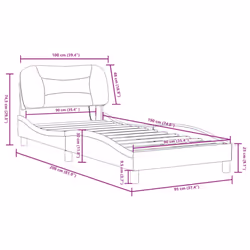 vidaXL Bed Frame with LED Lights Bed Base Mattress Foundation Faux Leather - cappuccino, 90 x 190 cm
