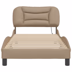 vidaXL Bed Frame with LED Lights Bed Base Mattress Foundation Faux Leather - cappuccino, 90 x 190 cm - Additional view 5