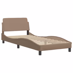 vidaXL Bed Frame with LED Lights Bed Base Mattress Foundation Faux Leather - cappuccino, 90 x 190 cm - Additional view 6