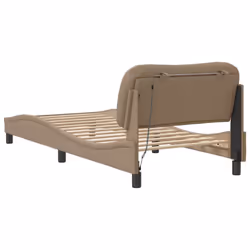 vidaXL Bed Frame with LED Lights Bed Base Mattress Foundation Faux Leather - cappuccino, 90 x 190 cm - Additional view 8
