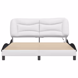 vidaXL Bed Frame with LED Lights Bed White and Black 160x200 cm Faux Leather - Additional view 5