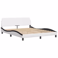 vidaXL Bed Frame with LED Lights Bed White and Black 160x200 cm Faux Leather - Additional view 6
