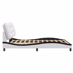 vidaXL Bed Frame with LED Lights Bed White and Black 160x200 cm Faux Leather - Additional view 7