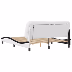 vidaXL Bed Frame with LED Lights Bed White and Black 160x200 cm Faux Leather - Additional view 8