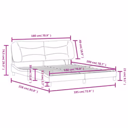 vidaXL Bed Frame with LED Lights Brown 180x200 cm Super King Faux Leather