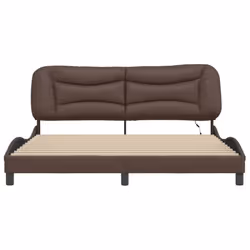 vidaXL Bed Frame with LED Lights Brown 180x200 cm Super King Faux Leather - Additional view 5