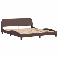 vidaXL Bed Frame with LED Lights Brown 180x200 cm Super King Faux Leather - Additional view 6