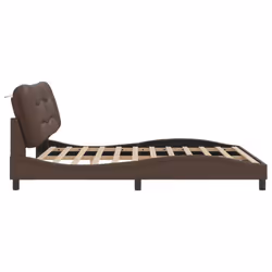 vidaXL Bed Frame with LED Lights Brown 180x200 cm Super King Faux Leather - Additional view 7