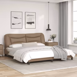vidaXL Bed Frame with LED Lights Cappuccino 180x200 cm Super King Faux Leather - Additional view 4