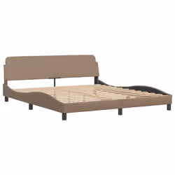 vidaXL Bed Frame with LED Lights Cappuccino 180x200 cm Super King Faux Leather - Additional view 6