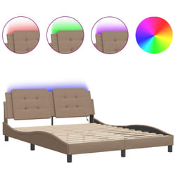 vidaXL Bed Frame with LED Lights Black 180x200 cm Super King Faux Leather - cappuccino, 160 x 200 cm