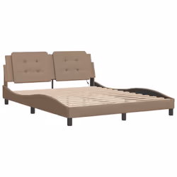 vidaXL Bed Frame with LED Lights Black 180x200 cm Super King Faux Leather - cappuccino, 160 x 200 cm