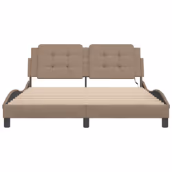 vidaXL Bed Frame with LED Lights Black 180x200 cm Super King Faux Leather - cappuccino, 160 x 200 cm - Additional view 5