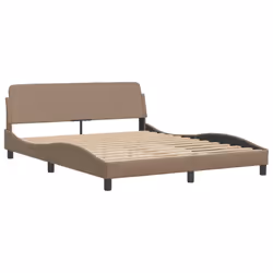 vidaXL Bed Frame with LED Lights Black 180x200 cm Super King Faux Leather - cappuccino, 160 x 200 cm - Additional view 6