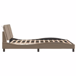 vidaXL Bed Frame with LED Lights Black 180x200 cm Super King Faux Leather - cappuccino, 160 x 200 cm - Additional view 7