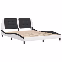 vidaXL Bed Frame with LED Lights Black 180x200 cm Super King Faux Leather - white and black, 160 x 200 cm