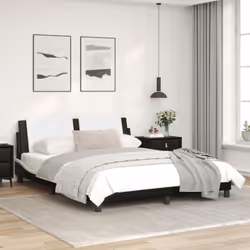 vidaXL Bed Frame with LED Lights Black 180x200 cm Super King Faux Leather - white and black, 160 x 200 cm - Additional view 4