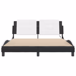 vidaXL Bed Frame with LED Lights Black 180x200 cm Super King Faux Leather - white and black, 160 x 200 cm - Additional view 5