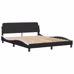 vidaXL Bed Frame with LED Lights Black 180x200 cm Super King Faux Leather - white and black, 160 x 200 cm - Additional view 6