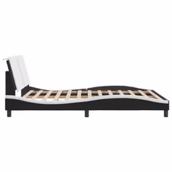 vidaXL Bed Frame with LED Lights Black 180x200 cm Super King Faux Leather - white and black, 160 x 200 cm - Additional view 7