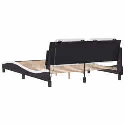 vidaXL Bed Frame with LED Lights Black 180x200 cm Super King Faux Leather - white and black, 160 x 200 cm - Additional view 8