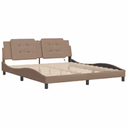 vidaXL Bed Frame with LED Lights Black 180x200 cm Super King Faux Leather - cappuccino, 180 x 200 cm