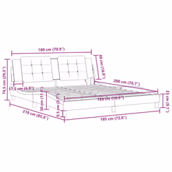vidaXL Bed Frame with LED Lights Black 180x200 cm Super King Faux Leather - cappuccino, 180 x 200 cm