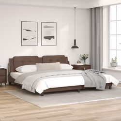 vidaXL Bed Frame with LED Lights Home Bed Base Black 200x200 cm Faux Leather - brown, 200 x 200 cm - Additional view 4