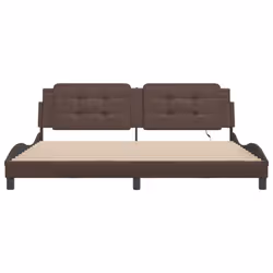 vidaXL Bed Frame with LED Lights Home Bed Base Black 200x200 cm Faux Leather - brown, 200 x 200 cm - Additional view 5