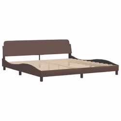 vidaXL Bed Frame with LED Lights Home Bed Base Black 200x200 cm Faux Leather - brown, 200 x 200 cm - Additional view 6