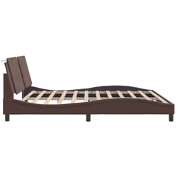 vidaXL Bed Frame with LED Lights Home Bed Base Black 200x200 cm Faux Leather - brown, 200 x 200 cm - Additional view 7